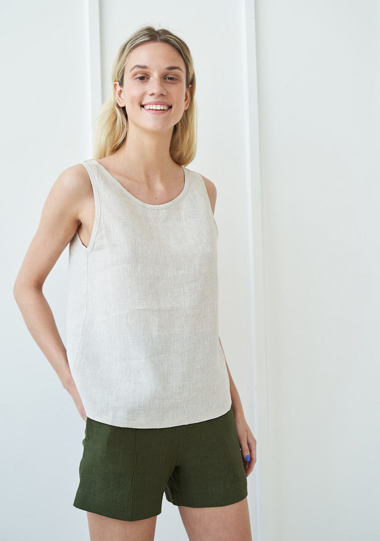 Open back linen top Leigh