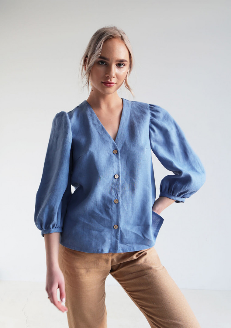 Puff sleeve linen blouse Eloise