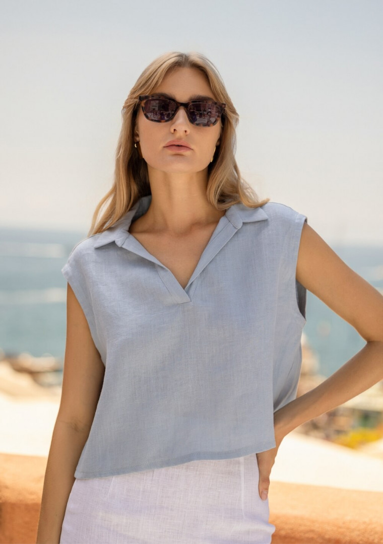 Relaxed linen crop shirt Maggie