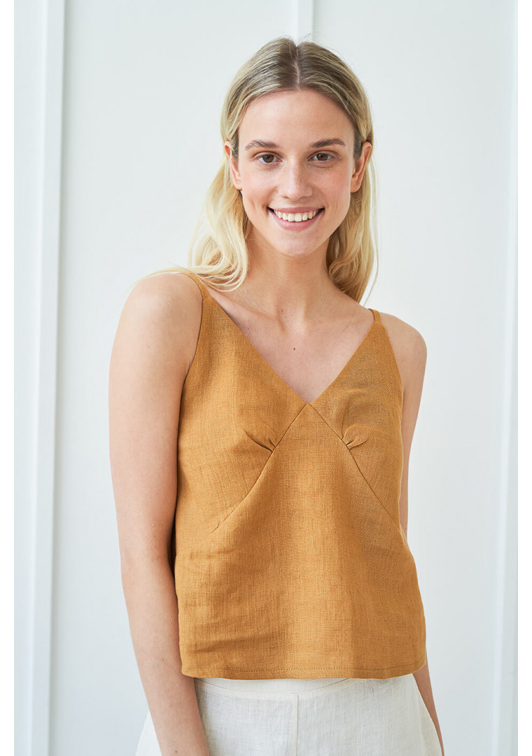 Scoop neck linen top Viola