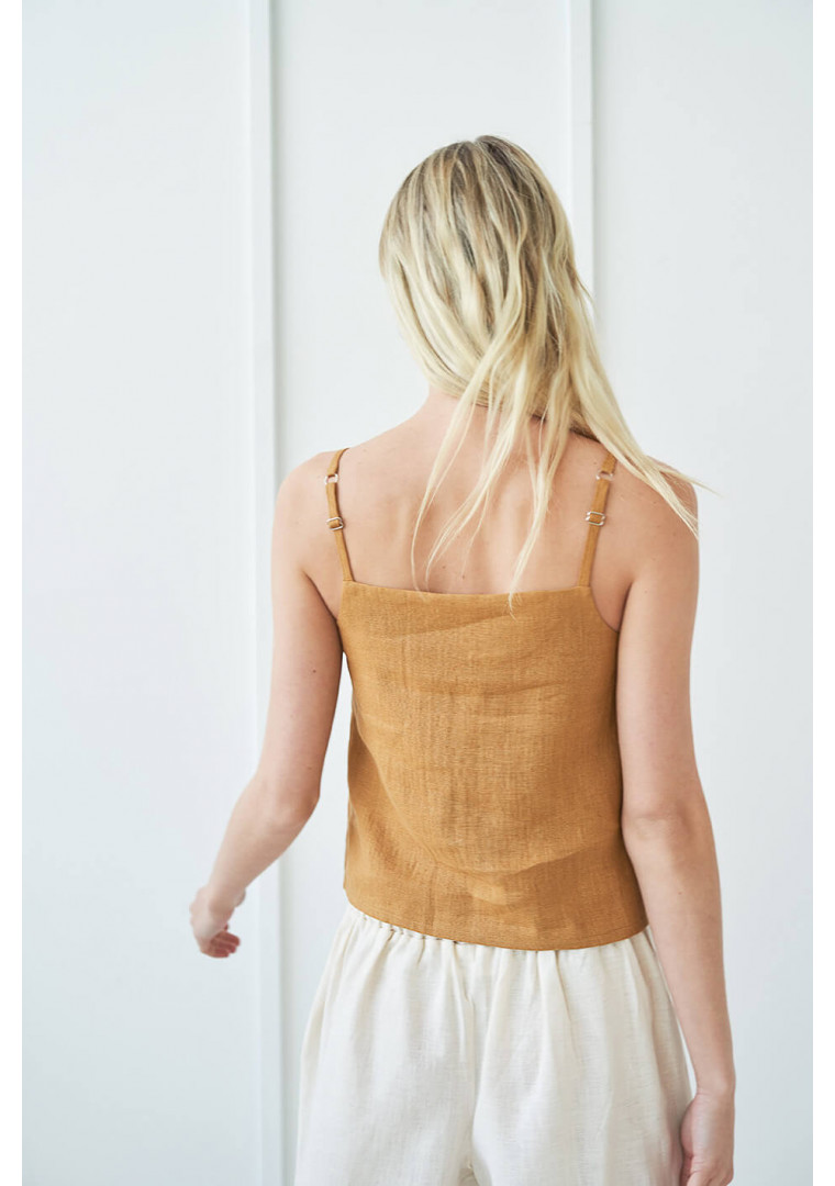 Scoop neck linen top Viola
