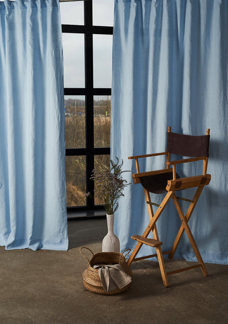 Set of 2 linen rod pocket curtain panels