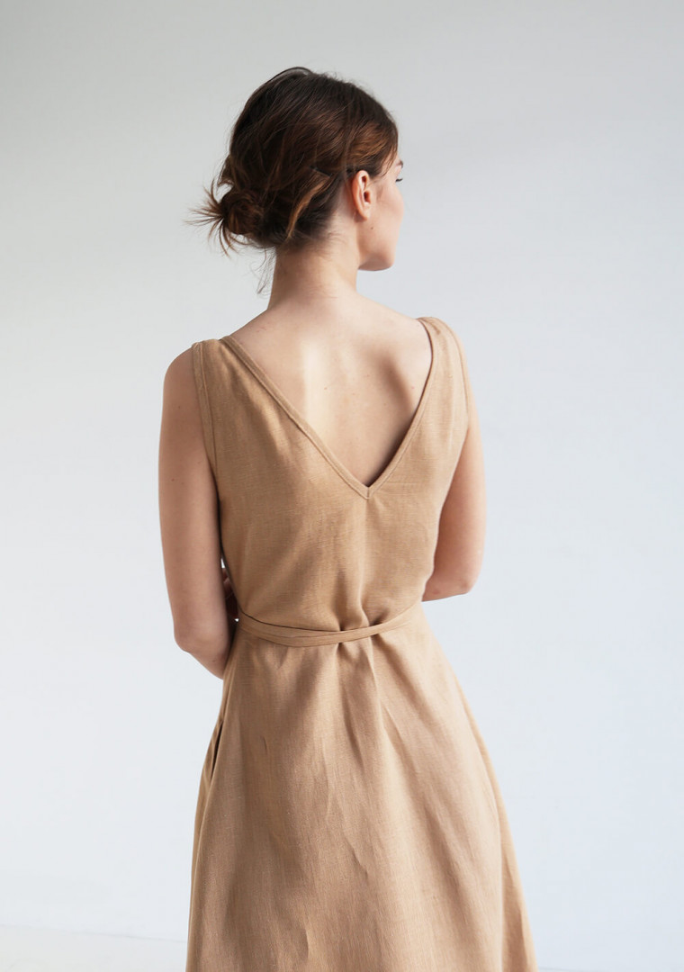 Sleeveless wrap linen dress Rosie