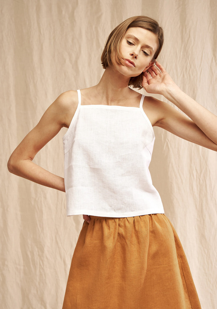 Spaghetti strap linen crop top Skylar