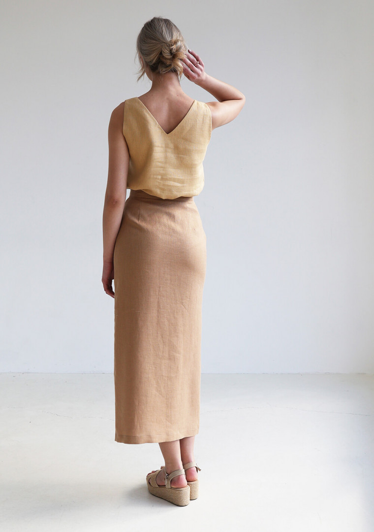 Straight cut linen skirt Cybile