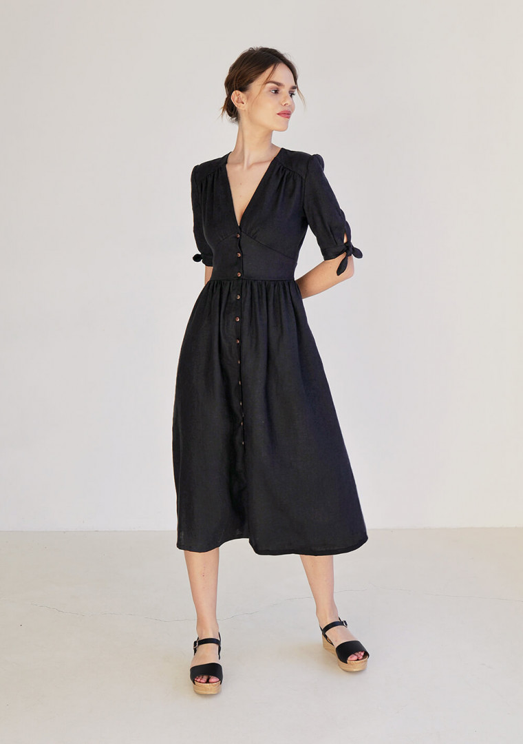V neck linen dress Grace