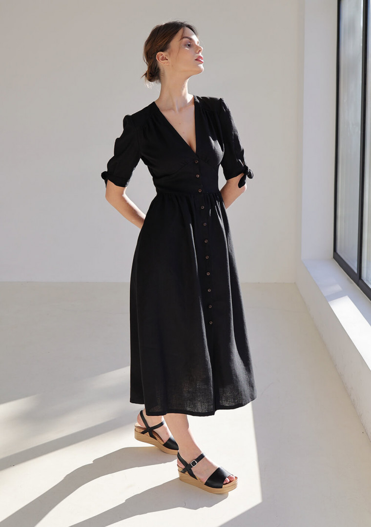 V neck linen dress Grace