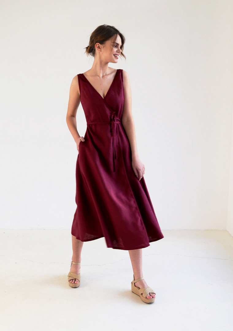 V neck linen dress Rosie