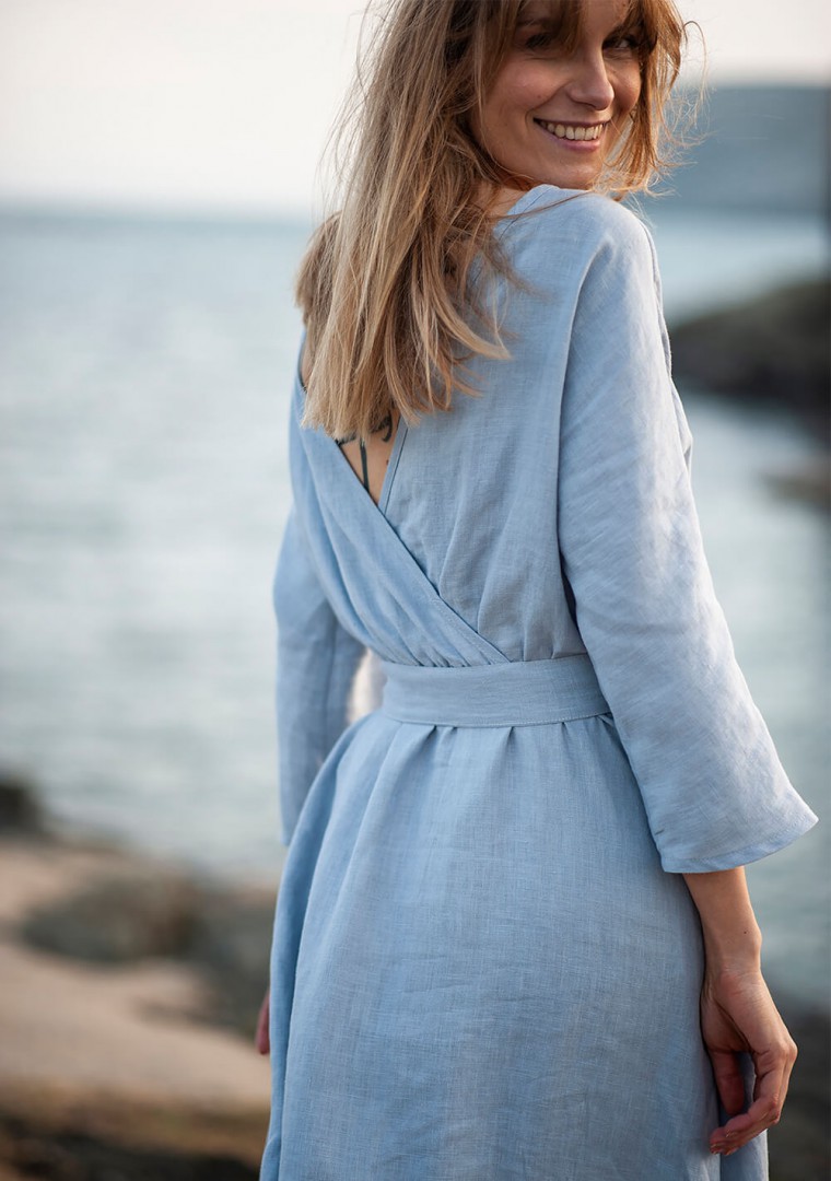Wrap back linen dress Scarlett